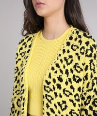 Casaco-Feminino-Longo-em-Tricot-Animal-Print-Amarelo-9256259-Amarelo_6