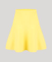 Saia-Evase-em-Tricot-Curta-Cintura-Alta-Amarela-9256257-Amarelo_2
