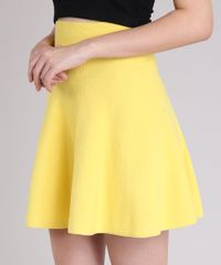 Saia-Evase-em-Tricot-Curta-Cintura-Alta-Amarela-9256257-Amarelo_6