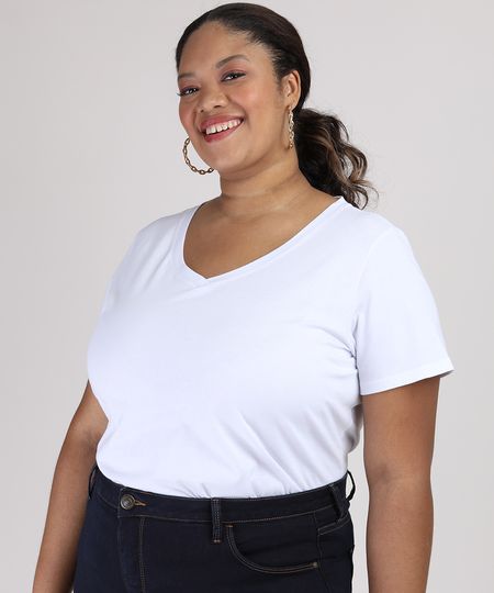Blusa-Feminina-Plus-Size-Manga-Curta-Decote-V-Branca-9952769-Branco_1