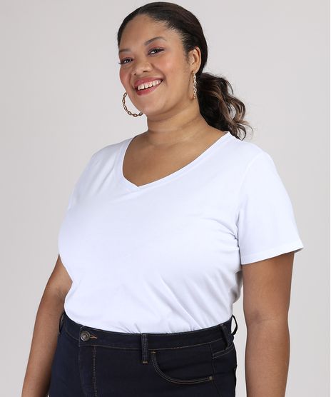 Blusa-Feminina-Plus-Size-Manga-Curta-Decote-V-Branca-9952769-Branco_1