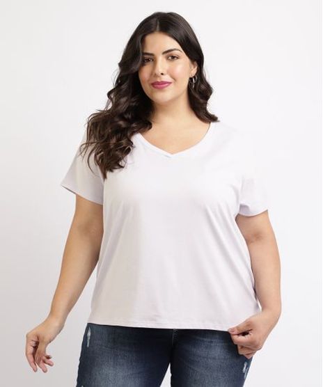Blusa-Feminina-Plus-Size-Manga-Curta-Decote-V-Roxo-Claro-9952769-Roxo_Claro_1