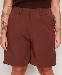 Bermuda-Plus-Size-Alfaiataria-com-Bolsos-Cintura-Alta-Mindset-Marrom-9991512-Marrom_1