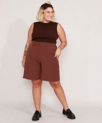 Bermuda-Plus-Size-Alfaiataria-com-Bolsos-Cintura-Alta-Mindset-Marrom-9991512-Marrom_3