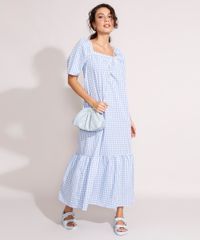 Vestido-de-Algodao-Estampado-Xadrez-Vichy-com-Recorte-Longo-Manga-Bufante-Azul-9995996-Azul_3