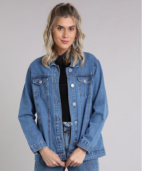 Jaqueta-Jeans-Feminina-com-Bolsos-Azul-Medio-9223849-Azul_Medio_1