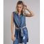 Camisa-Jeans-Feminina-Longa-Sem-Manga-com-Fendas-Azul-Escuro-9204378-Azul_Escuro_1