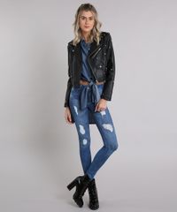 Camisa-Jeans-Feminina-Longa-Sem-Manga-com-Fendas-Azul-Escuro-9204378-Azul_Escuro_3