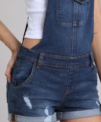 Jardineira-Jeans-Feminina-com-Puidos-e-Barra-Dobrada-Azul-Escuro-9204371-Azul_Escuro_4