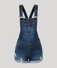 Jardineira-Jeans-Feminina-com-Puidos-e-Barra-Dobrada-Azul-Escuro-9204371-Azul_Escuro_5
