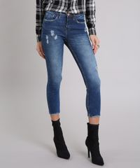 Calca-Jeans-Feminina-Skinny-Cropped-com-Puidos-Azul-Escuro-9195860-Azul_Escuro_1