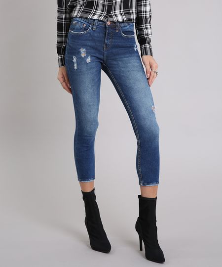 Calca-Jeans-Feminina-Skinny-Cropped-com-Puidos-Azul-Escuro-9195860-Azul_Escuro_1