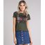 Blusa-Feminina--Gypsy-Soul--com-Estampa-Floral-Decote-Redondo-Manga-Curta-em-Algodao---Sustentavel-Verde-Militar-9215634-Verde_Militar_1