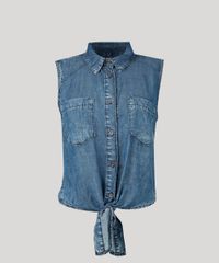 Camisa-Jeans-Feminina-Sem-Manga-com-No-Azul-Escuro-9102259-Azul_Escuro_5