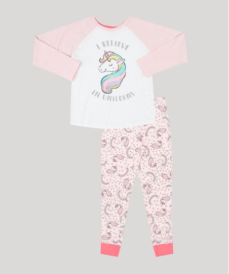 Pijama-Infantil-de-Unicornio-Manga-Longa-em-Algodao---Sustentavel--Rosa-9232239-Rosa_1