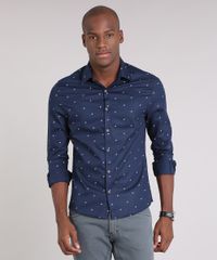 Camisa-Masculina-Slim-Estampada-de-Folhagem-Manga-Longa-Azul-Marinho-9138300-Azul_Marinho_1