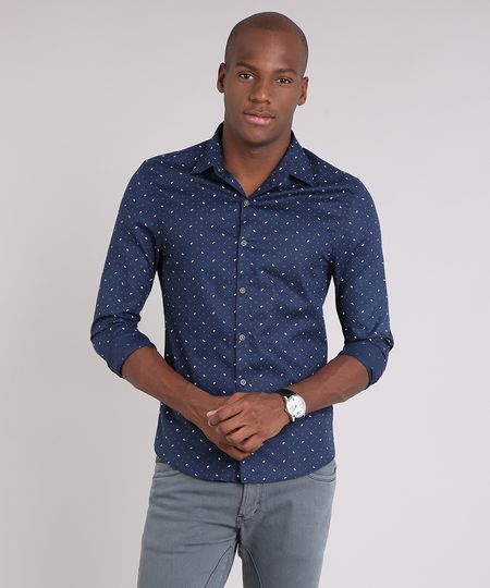 Camisa-Masculina-Slim-Estampada-Manga-Longa-Azul-Marinho-9138279-Azul_Marinho_1