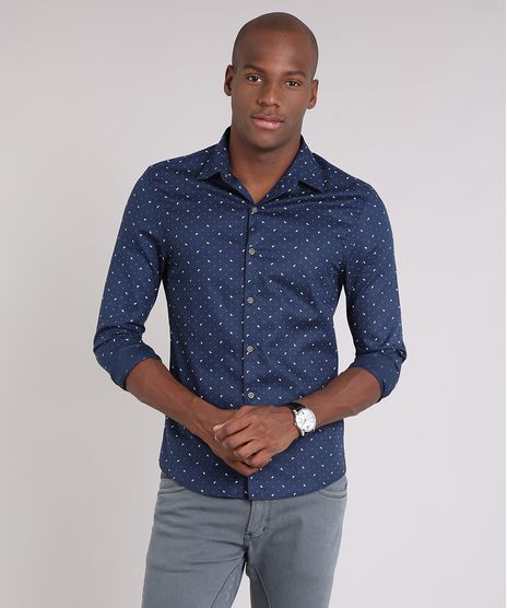 Camisa-Masculina-Slim-Estampada-Manga-Longa-Azul-Marinho-9138279-Azul_Marinho_1
