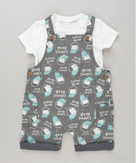 Conjunto-Infantil-de-Body-Manga-Curta-Off-White---Jardineira-Estampada-de-Ursos-em-Algodao---Sustentavel-Chumbo-9050014-Chumbo_1