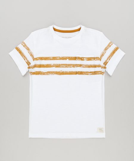 Camiseta-Infantil-Com-Listras-e-Bolso-Manga-Curta-Gola-Careca-em-Algodao---Sustentavel-Off-White-9139807-Off_White_1