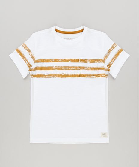 Camiseta-Infantil-Com-Listras-e-Bolso-Manga-Curta-Gola-Careca-em-Algodao---Sustentavel-Off-White-9139807-Off_White_1