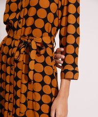 Vestido-Chemise-de-Viscose-Estampado-de-Poa-com-Faixa-para-Amarrar-Midi-Manga-7-8-Preto-9984619-Preto_5