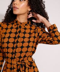Vestido-Chemise-de-Viscose-Estampado-de-Poa-com-Faixa-para-Amarrar-Midi-Manga-7-8-Preto-9984619-Preto_6
