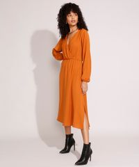 Vestido-com-Transpasse-e-Amarracao-Midi-Manga-Bufante-Caramelo-9984620-Caramelo_3