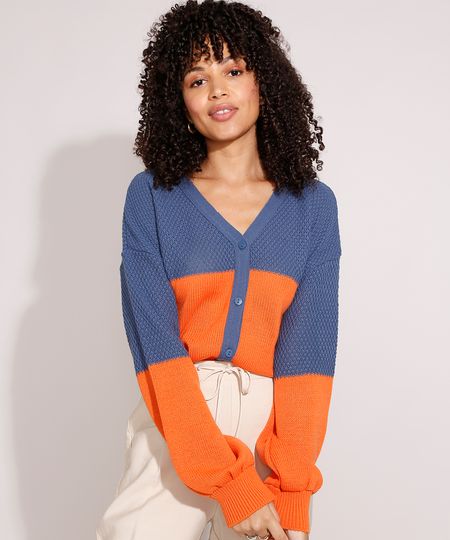 Cardigan-de-Trico-Bicolor-Manga-Bufante-Decote-V-Azul-9975420-Azul_1
