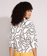 Camisa-de-Viscose-Estampada-Abstrata-com-No-Manga-Curta-Ampla-Branca-9977728-Branco_2