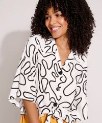 Camisa-de-Viscose-Estampada-Abstrata-com-No-Manga-Curta-Ampla-Branca-9977728-Branco_6