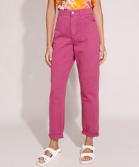 Calca-Mom-de-Sarja-Cintura-Super-Alta-Rosa-Escuro-9991523-Rosa_Escuro_1