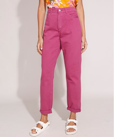 Calca-Mom-de-Sarja-Cintura-Super-Alta-Rosa-Escuro-9991523-Rosa_Escuro_1