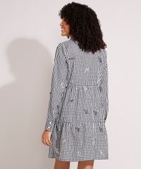 Vestido-Estampado-Xadrez-Vichy-com-Bordado-e-Recortes-Curto-Manga-Longa-Preto-9994254-Preto_2