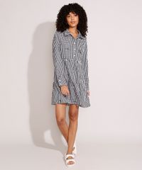 Vestido-Estampado-Xadrez-Vichy-com-Bordado-e-Recortes-Curto-Manga-Longa-Preto-9994254-Preto_3