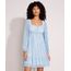 Vestido-de-Tule-Estampado-Xadrez-com-Franzido-e-Recorte-Curto-Manga-Bufante-Azul-9994250-Azul_1