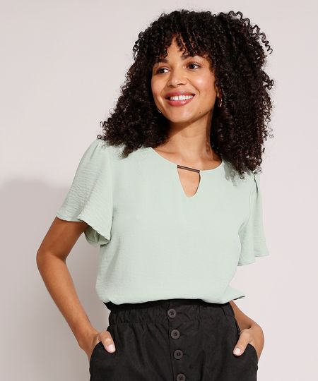Blusa-com-Aviamento-no-Decote-Manga-Curta-Ampla-Verde-Claro-9975396-Verde_Claro_1