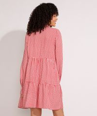 Vestido-de-Viscose-Estampado-Xadrez-Vichy-com-Recortes-Curto-Manga-Longa-Vermelho-9994253-Vermelho_2