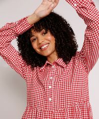 Vestido-de-Viscose-Estampado-Xadrez-Vichy-com-Recortes-Curto-Manga-Longa-Vermelho-9994253-Vermelho_4