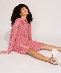Vestido-de-Viscose-Estampado-Xadrez-Vichy-com-Recortes-Curto-Manga-Longa-Vermelho-9994253-Vermelho_5