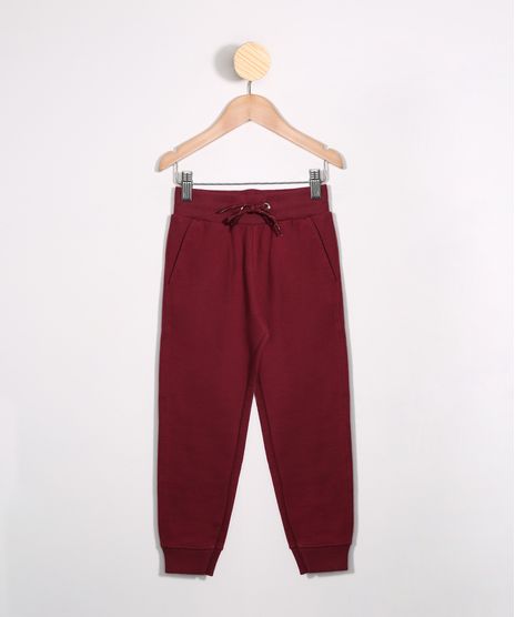 Calca-Infantil-de-Moletom-Jogger-com-Bolsos-Vinho-9977344-Vinho_1