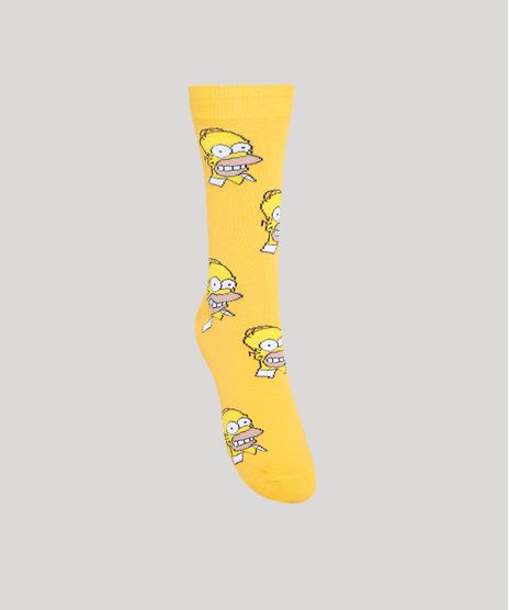 Meia-Cano-Alto-Estampada-Homer-Simpson-Amarela-9900916-Amarelo_1