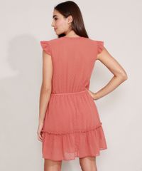 Vestido-Acinturado-Curto-Sem-Manga-com-Babado-Decote-V-Coral-9984726-Coral_2