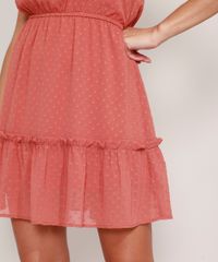 Vestido-Acinturado-Curto-Sem-Manga-com-Babado-Decote-V-Coral-9984726-Coral_5