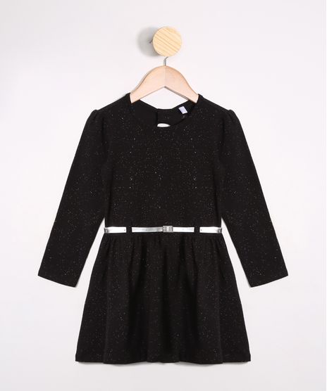 Vestido-Infantil-com-Brilho-e-Cinto-Metalizado-Manga-Longa--Preto-9979986-Preto_1