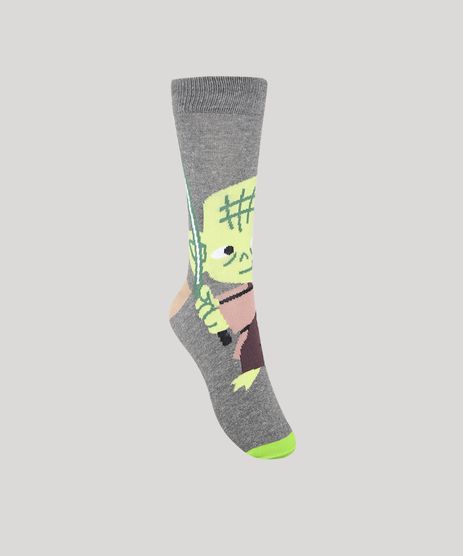 Meia-Cano-Alto-Star-Wars-Yoda-Cinza-Mescla-Escuro-9980718-Cinza_Mescla_Escuro_1
