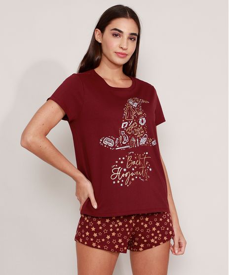 Pijama-Manga-Curta-Harry-Potter--Back-To-Hogwarts--Vinho-9982982-Vinho_1