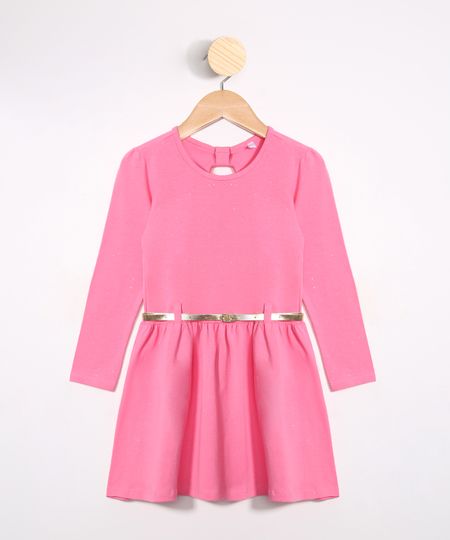 Vestido-Infantil-com-Brilho-e-Cinto-Metalizado-Manga-Longa--Rosa-9979993-Rosa_1