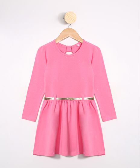 Vestido-Infantil-com-Brilho-e-Cinto-Metalizado-Manga-Longa--Rosa-9979993-Rosa_1