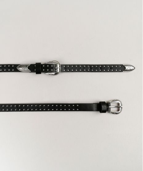Cinto-Feminino-Duas-Fivelas-Western-com-Tachas-Preto-8894717-Preto_1